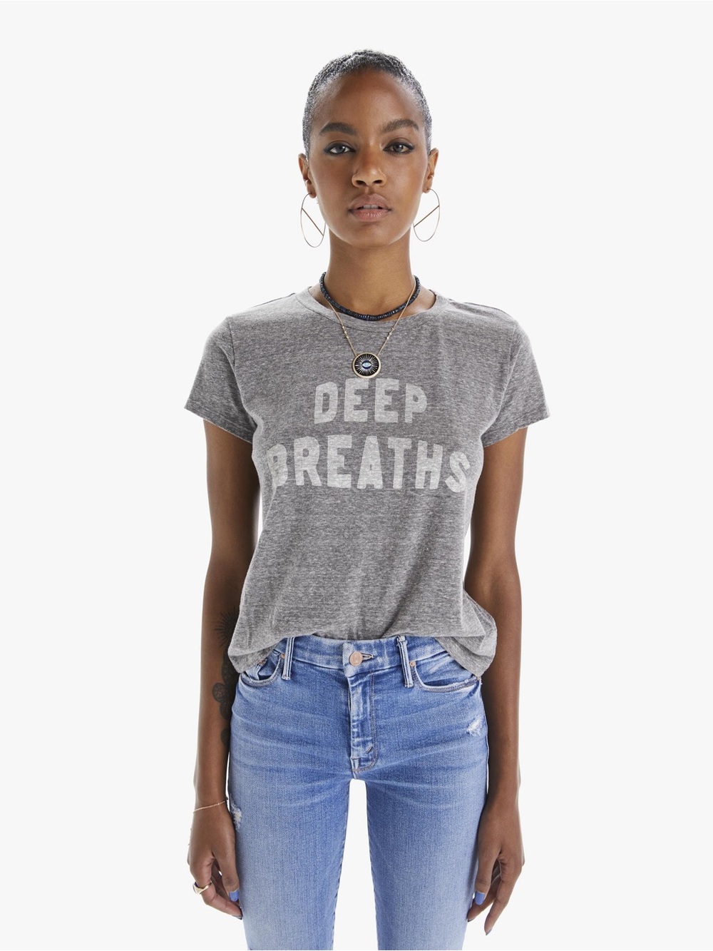 Mother Denim The Boxy Goodie Goodie Tee - Deep Breaths XS